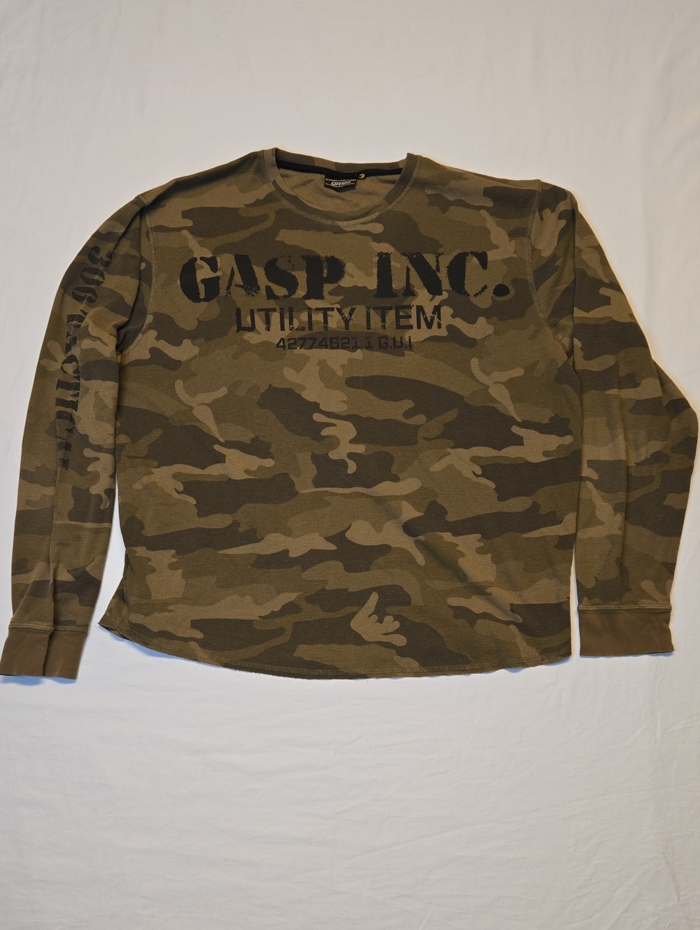 Gasp Green Camo Long Sleeve Thermal Crew Neck Shirt